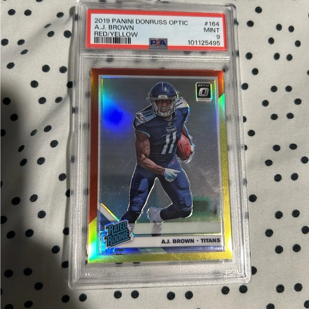 2019 Panini Donruss Optic #164 A.J. Brown Rated Rookie Red/Yellow PSA 9 MINT